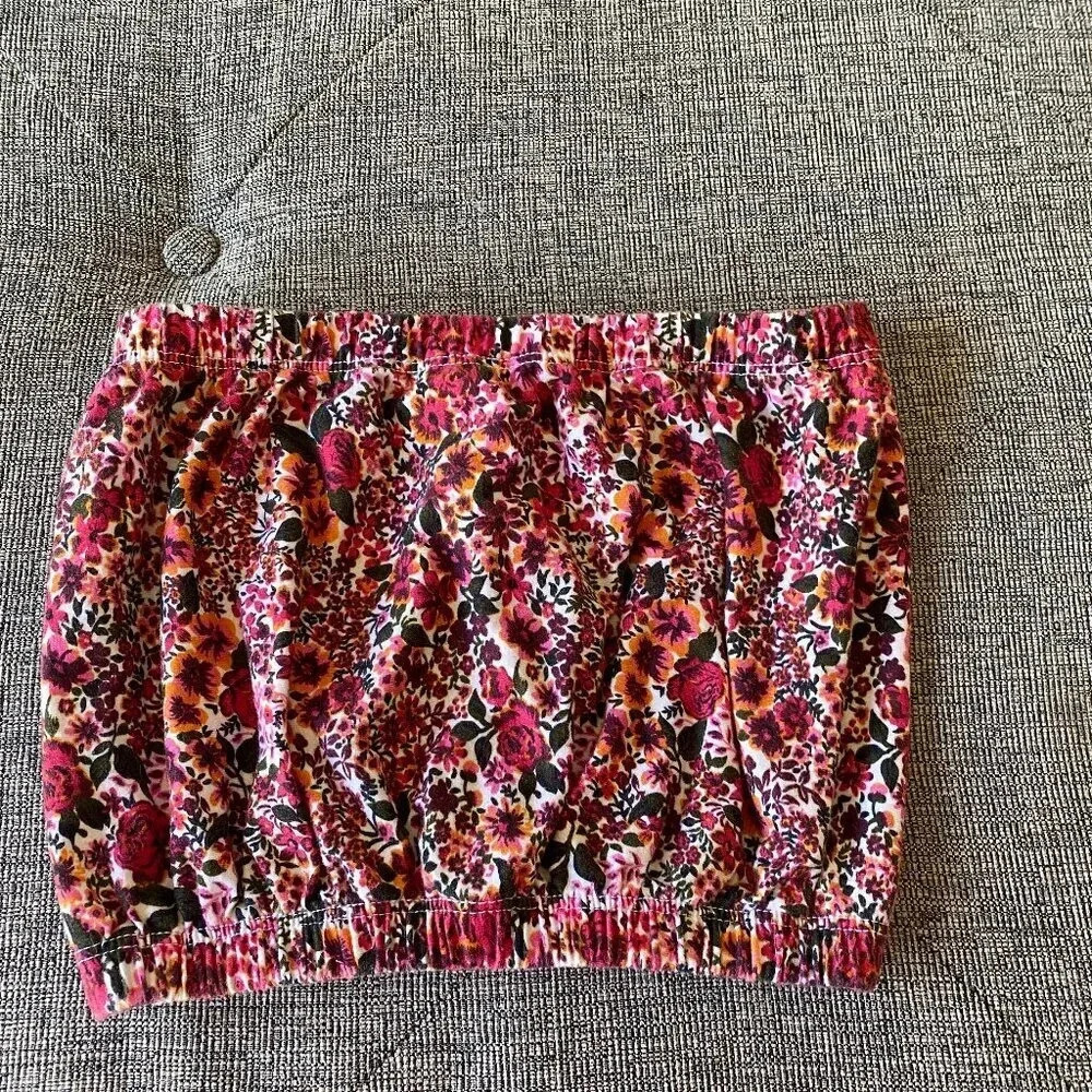 Topshop Women's Crop‎ Floral Bandeau Top, Size 6 US Pink